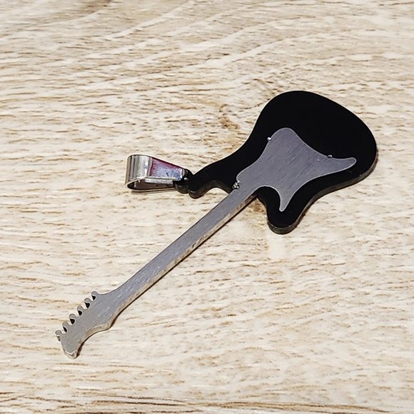 Electric Guitar Pendant Charm Stainless Steel - Picture 3 of 3